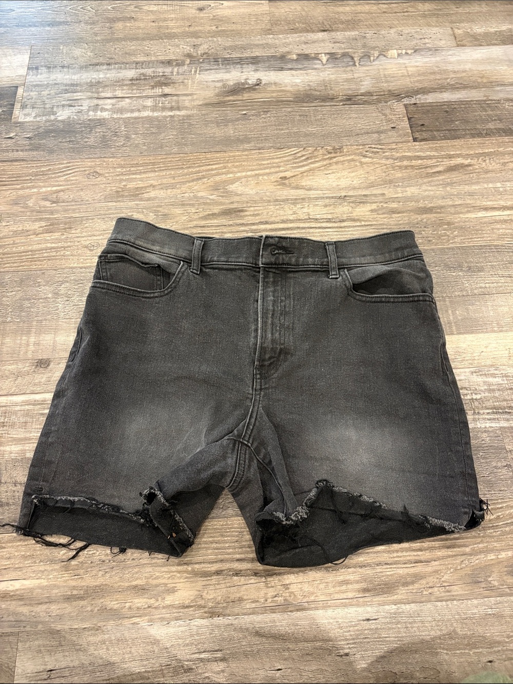 Express Black Distressed Denim Jean Shorts